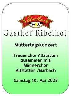 Muttertagskonzert  Frauenchor Altstätten zusammen mit Männerchor  Altstätten /Marbach  Samstag 10. Mai 2025